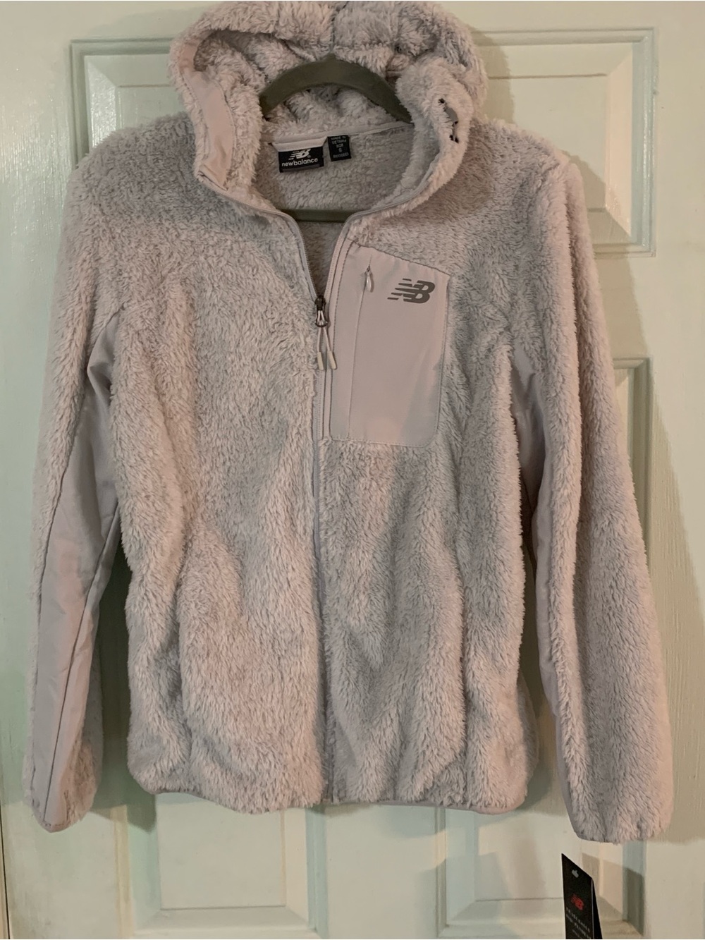 New Balance Soft Plush Hooded Zip Jacket in Light Beige